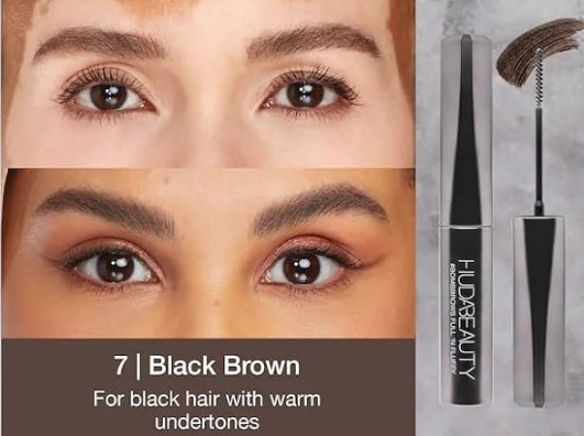 HUDABEAUTY BOMBBROWS Full N Fluffy Fiber Gel 7/Black Brown