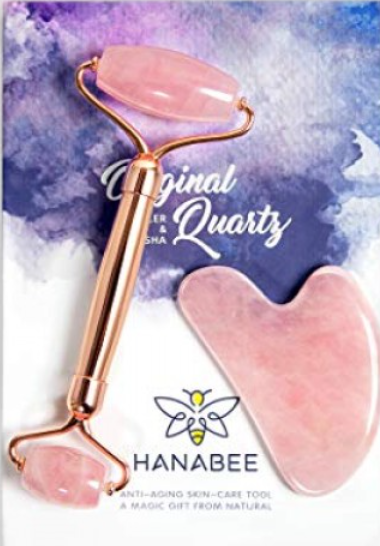 Hanabee Roller and Gua Sha Rose Quartz