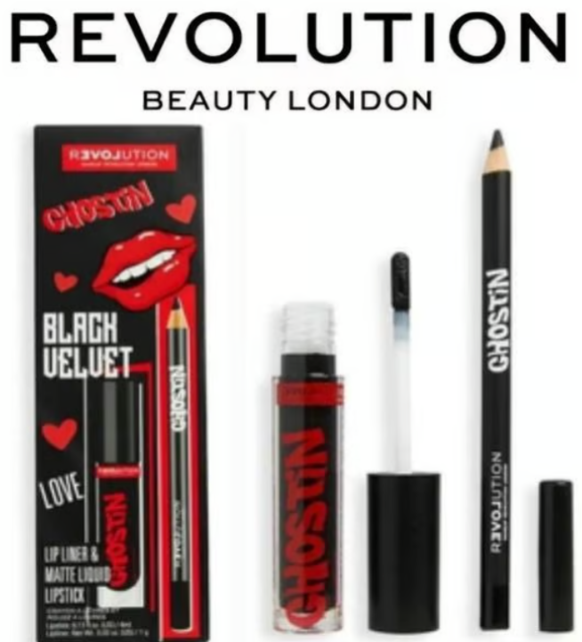 Revolution GHOSTIN Black Velvet - Lip Liner & Matte Liquid Lipstick 4ml + 1g