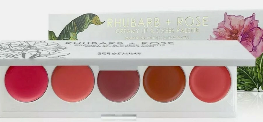 Rhubarb + Rose Creamy Lip & Cheek Palette .7g/.25 oz Seraphine Botanicals