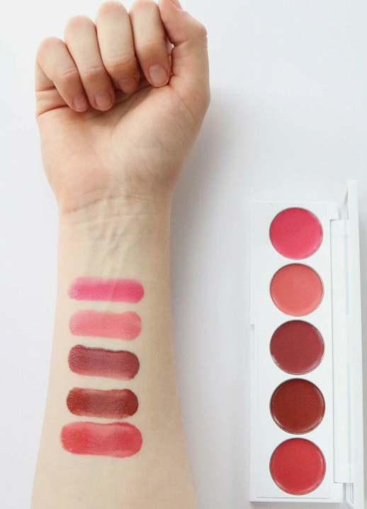 Rhubarb + Rose Creamy Lip & Cheek Palette .7g/.25 oz Seraphine Botanicals