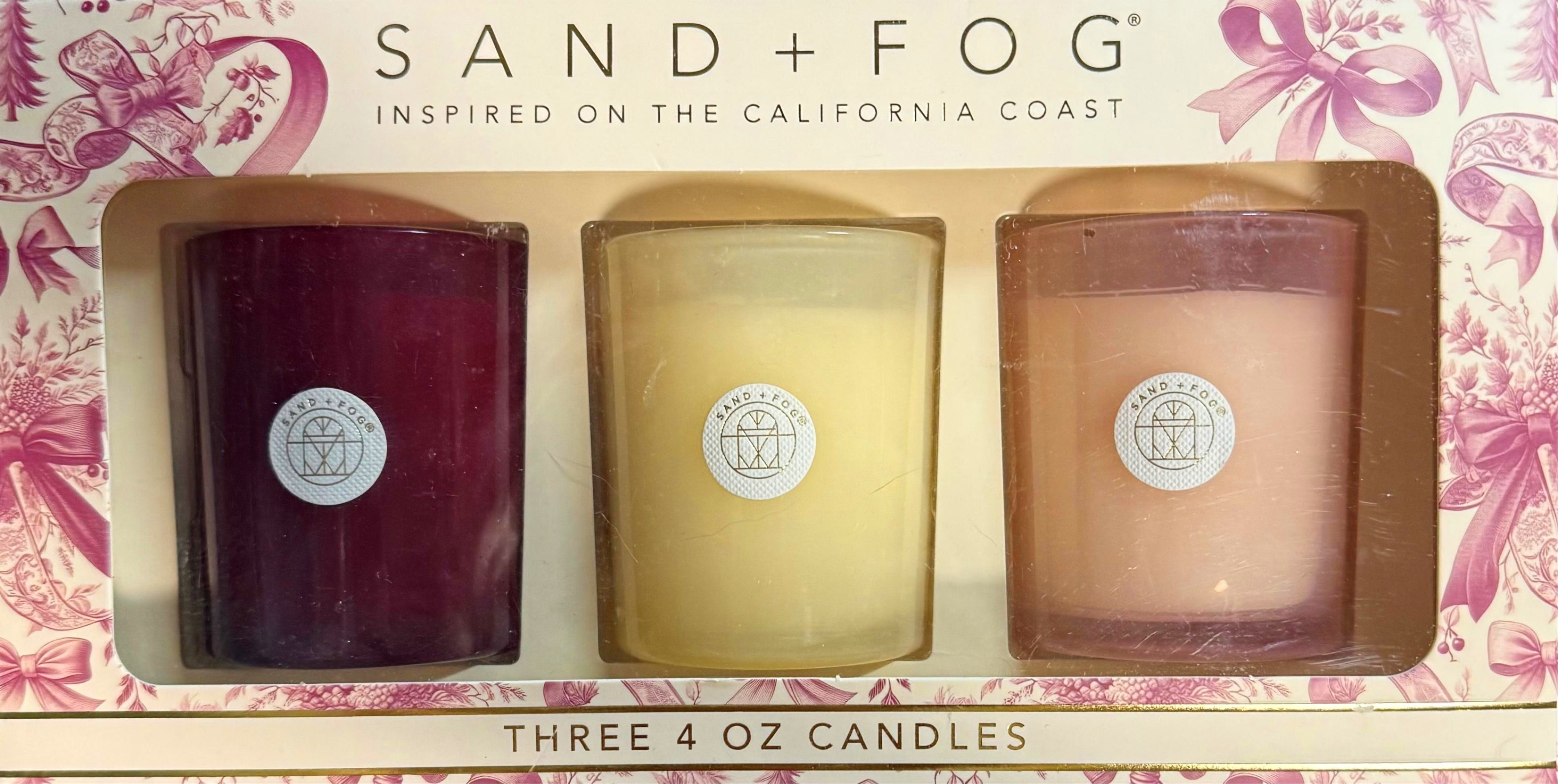 Sand + Fog Balsam & Cedar, Apple Spice, & Cinnamon Vanilla 4oz Each Candle