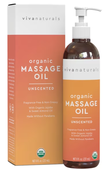 Viva Naturals Organic Massage Oil  Unscented 8 Fl Oz/237ml