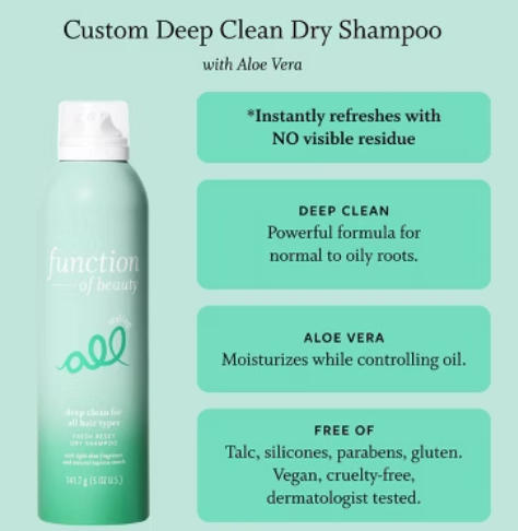 Function of Beauty Dry Shampoo Fresh Reset Deep Clean For All Hair Types 5oz/141g